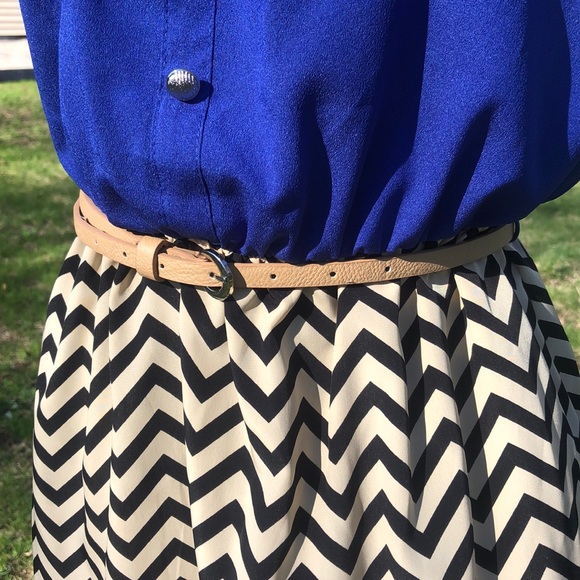 Francesca's Blue and chevron mini dress - Picture 6 of 8